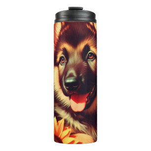 Cute German Shepherd Puppy Painting Thermal Tumbler