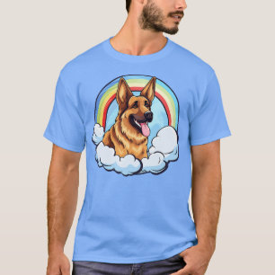 Cute German Shepherd Rainbow Cloud Kawaii Dog Happ T-Shirt