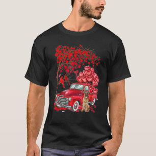Cute German Shepherd Truck Valentine Love Tree Do T-Shirt