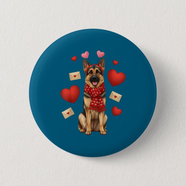 Cute German Shepherd Valentine’s Day Dog Mom - Ger 6 Cm Round Badge (Front)