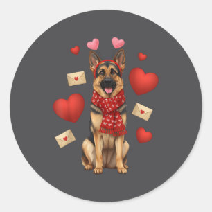 Cute German Shepherd Valentine’s Day Dog Mom - Ger Classic Round Sticker
