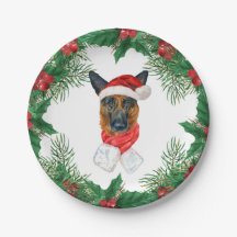Cute German Shepherd Watercolor Christmas