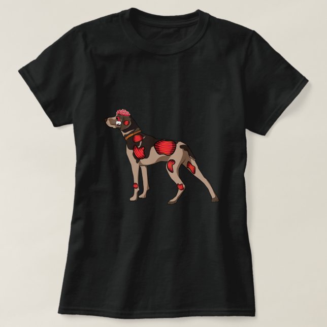 Cute German Shorthaired Pointer Dog Zombie Hallowe T-Shirt (Design Front)