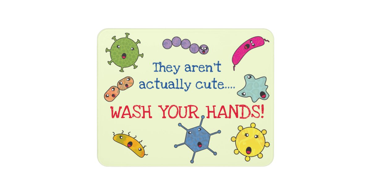 Cute Germs Hand Washing Reminder Door Sign Zazzle Co Uk