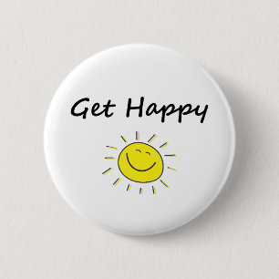 Cute Get Happy Smiling Sun Face Light-Colour 6 Cm Round Badge