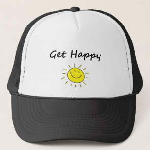 Cute Get Happy Smiling Sun Face Light-Colour Trucker Hat