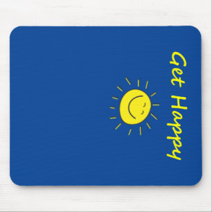 Cute Get Happy Smiling Sun Face Vertical Dark Mouse Mat