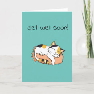 Cute Get Well Soon Calico kitty Card