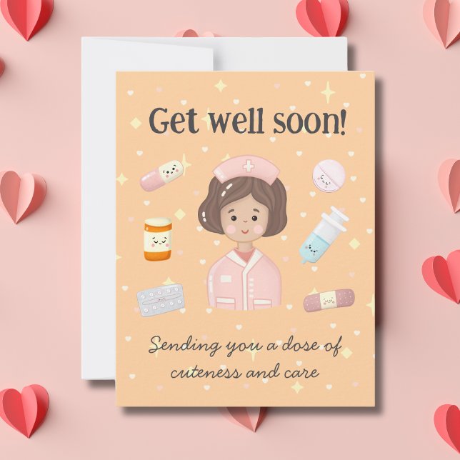 Cute Get Well Soon Kawaii Medical Cartoon Card (Creator Uploaded)