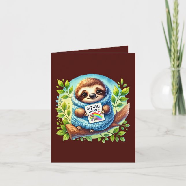 Cute get well soon sloth card (Front)