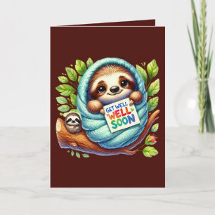 Cute get well soon sloth  card