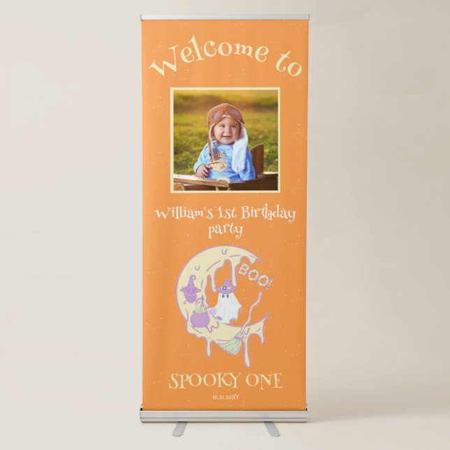 Cute Ghost 1st Birthday Halloween Welcome Sign (Front)