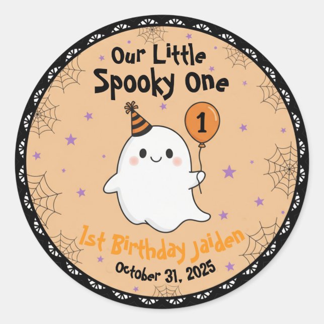 Cute Ghost 1st Halloween Birthday,Baby Outfit Classic Round Sticker (Front)