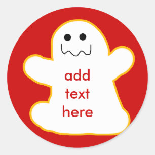 Cute Ghost Add Your Own Caption or Text Classic Round Sticker