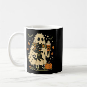 Cute Ghost And Black Cat Pumpkin Coffee Halloween Mug