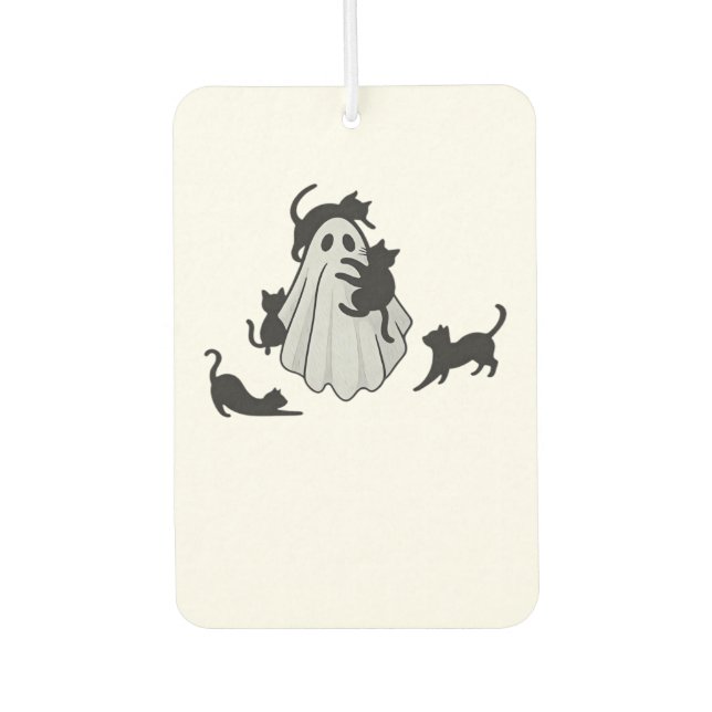 Cute Ghost and Black Cats Classic T-Shirt Car Air Freshener (Front)