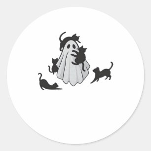 Cute Ghost and Black Cats Classic T-Shirt Classic Round Sticker