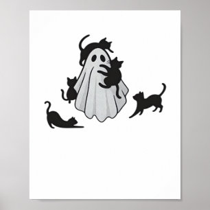 Cute Ghost and Black Cats Classic T-Shirt Poster