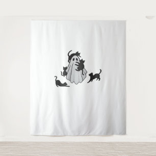 Cute Ghost and Black Cats Classic T-Shirt Tapestry