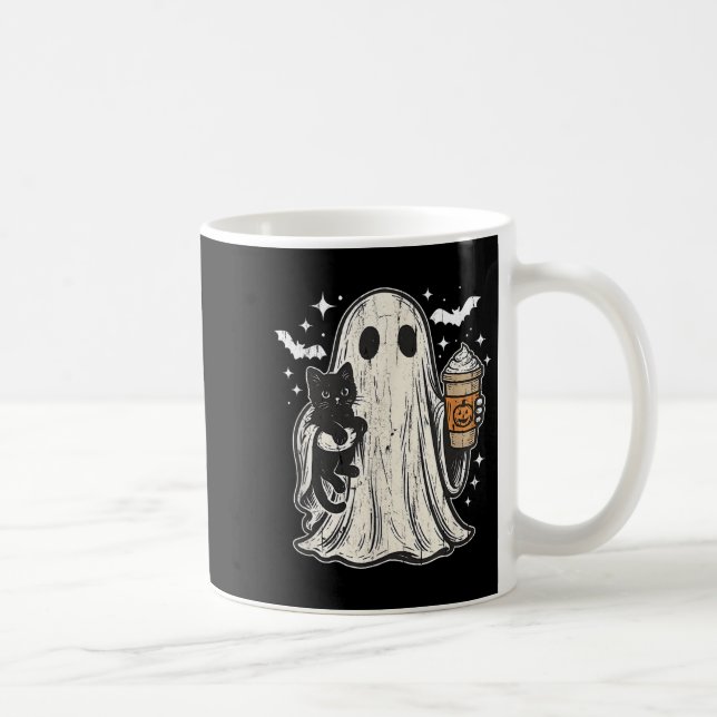 Cute Ghost And Cat, Cute Halloween Ghosts  Coffee Mug (Right)