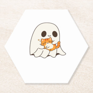 Cute ghost and cat, Gift Halloween Classic T-Shirt Paper Coaster