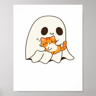 Cute ghost and cat, Gift Halloween Classic T-Shirt Poster