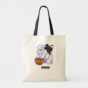 Cute Ghost and Cat Halloween Tote Bag