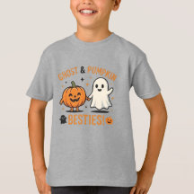 Cute Ghost and Pumpkin Besties - Spooky Friends
