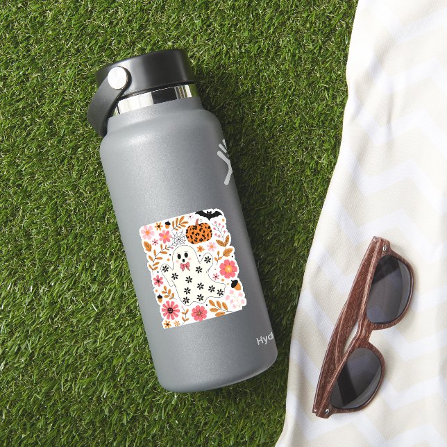 Cute Ghost and Pumpkin Floral Spooky (HydroFlask Insitu)