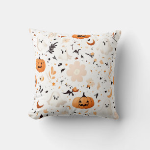 Cute Ghost and Pumpkin Halloween Pillow