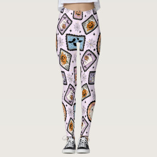 Cute Ghost and Pumpkin Halloween Stamps Pattern Leggings