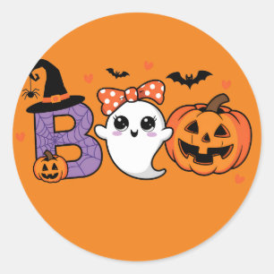 Cute Ghost and Pumpkin Sticker