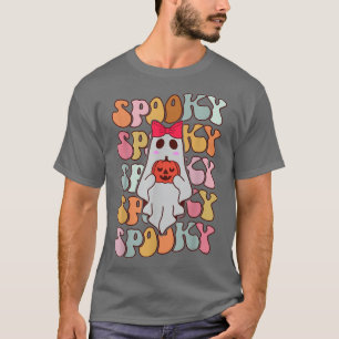 Cute Ghost Autumn Fall Spooky Retro Groovy Hallowe T-Shirt