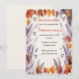 Cute Ghost Autumn Halloween Invitation