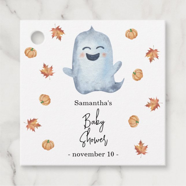 Cute ghost - baby shower favour tags (Front)