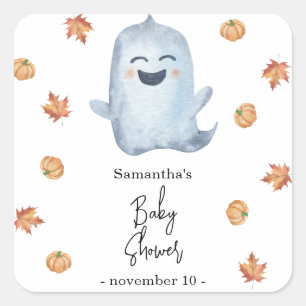 Cute ghost - baby shower square sticker
