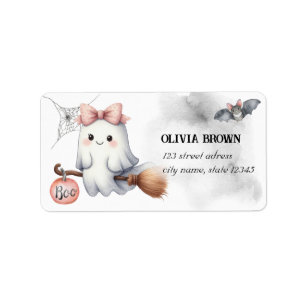 Cute Ghost Bat Pumpkin Halloween Label
