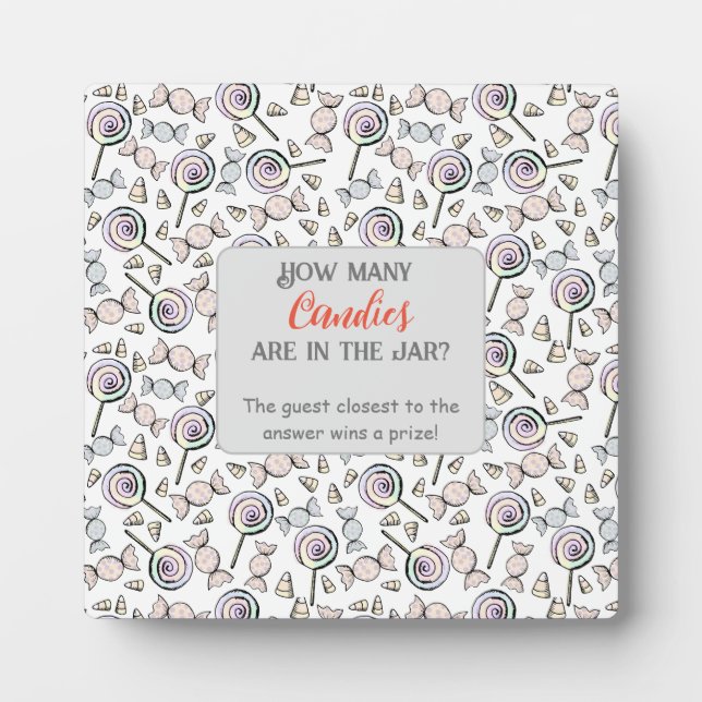 Cute Ghost, Bat & Spider Baby Shower Candy Game  Plaque (Front)