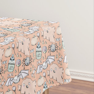Cute Ghost, Bat & Spider Halloween Baby Shower Tablecloth