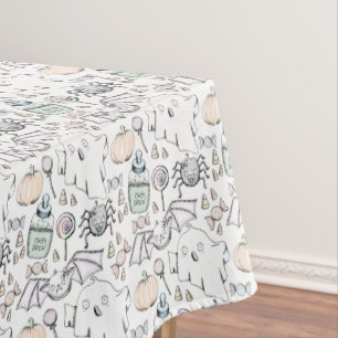 Cute Ghost, Bat & Spider Halloween Baby Shower Tablecloth