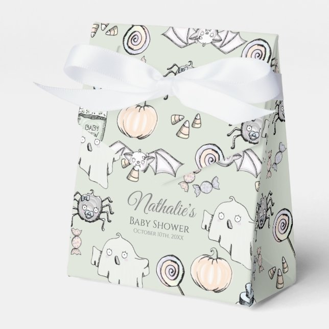 Cute Ghost, Bat & Spider Halloween Favour Box (Front Side)