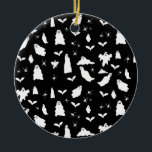 Cute Ghost, Bats & Spiders Halloween Pattern Ceramic Tree Decoration<br><div class="desc">A cute black and white ghost,  bats and spiders pattern. A perfect design for anyone who loves cute illustrations of ghosts,  bats,  spiders and Halloween themed art. An ideal ghost pattern design for Halloween parties,  October Birthday parties,  Halloween home décor and gifts.</div>
