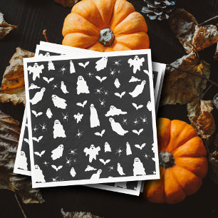 Cute Ghost, Bats & Spiders Halloween Pattern Napkin