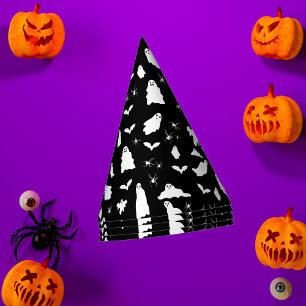 Cute Ghost, Bats & Spiders Halloween Pattern Party Hat