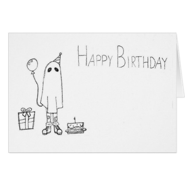 Cute Ghost Birthday Card (Front Horizontal)