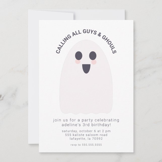 Cute Ghost Birthday Party Invitation (Front)