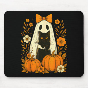 Cute Ghost Black Cat Halloween Pumpkin Groovy Mouse Mat