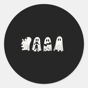 Cute Ghost Black Cat Halloween Spooky Boo Kitty Classic Round Sticker