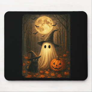 Cute Ghost Black Cat Halloween Witch Pumpkin Dark Mouse Mat