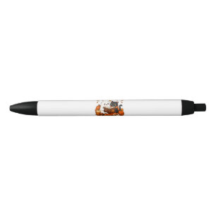 Cute Ghost Black Cat Reading Book Fall Autumn Ink Pen